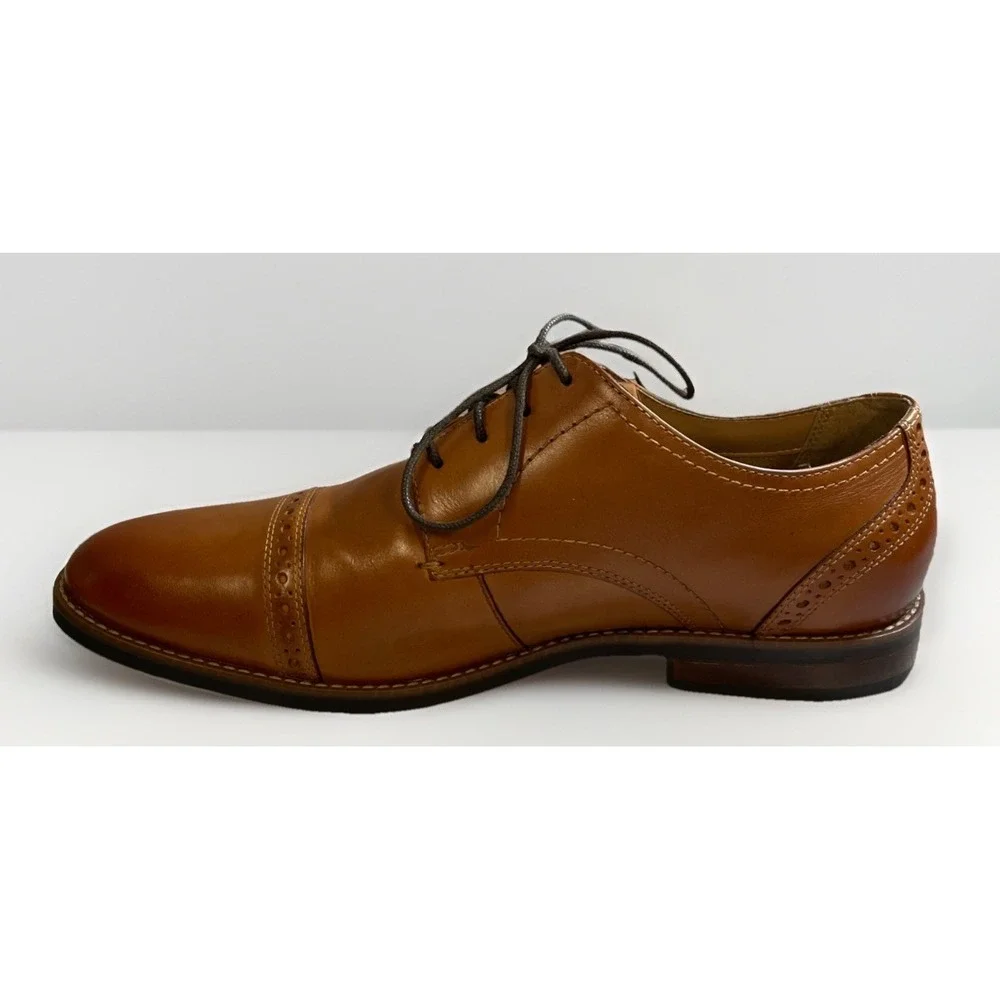 Nunn Bush Norcross Cap Toe Oxford Cognac Men's Size 12 M‎ No Insoles Lace Up EUC